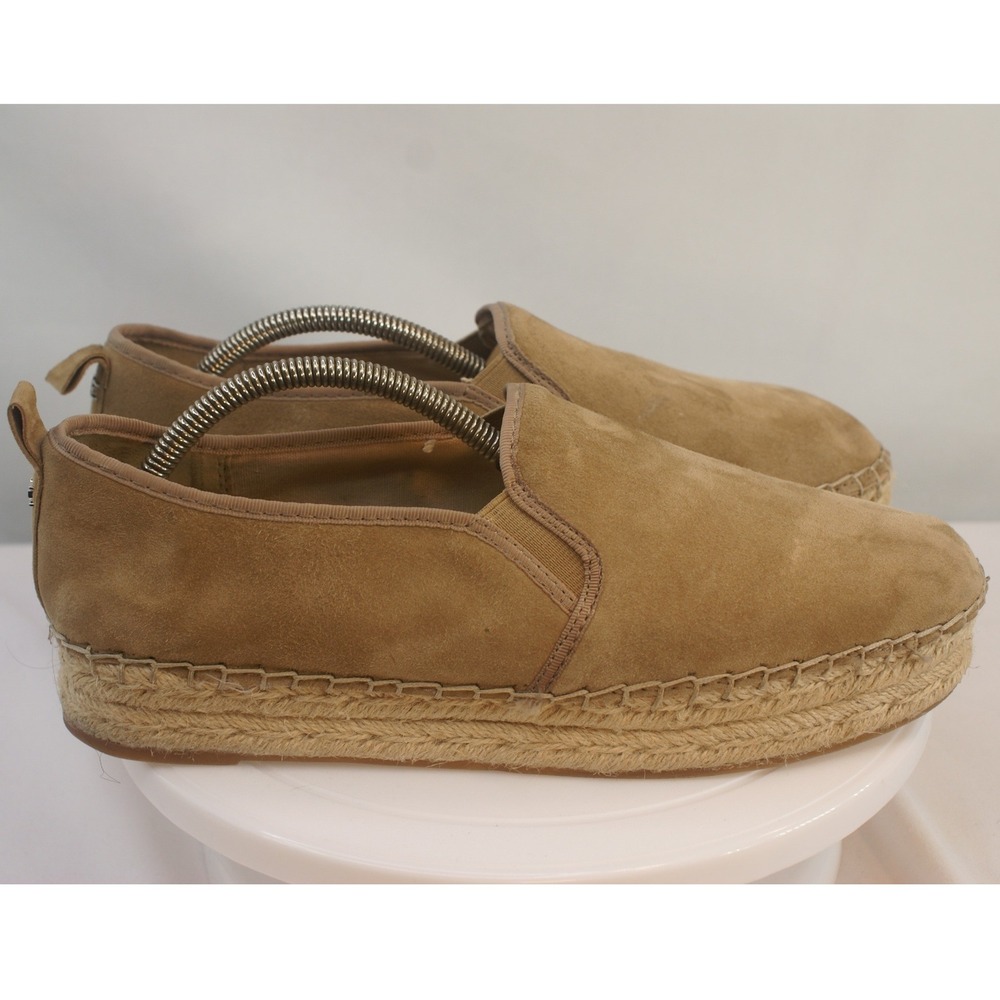Sam Edelman Suede Espadrille Slip On Flats Tan Camel Jute Platform Womens 11